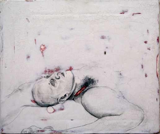 Double Wound mixed media drawing on prepared canvas Michael Hecht